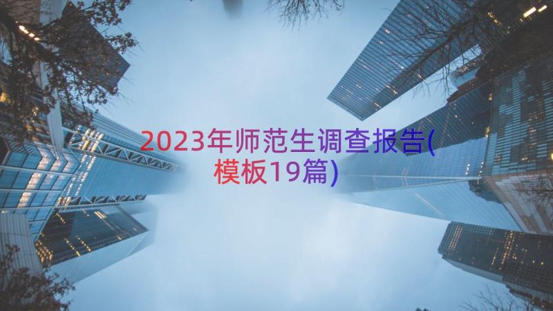 2023年师范生调查报告(模板19篇)