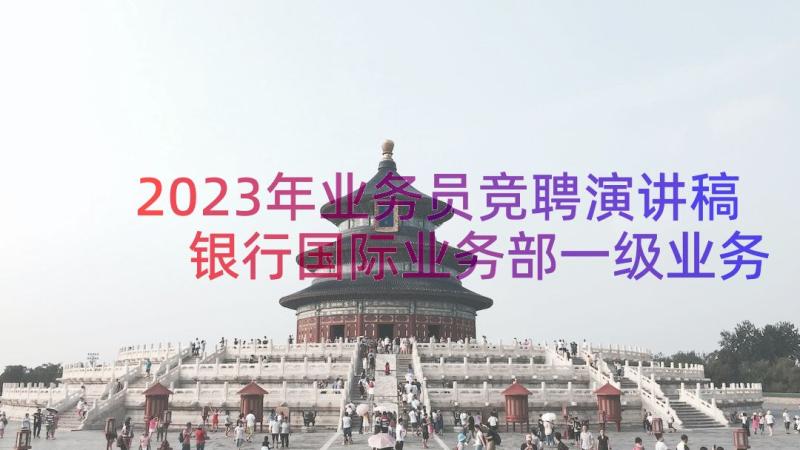 2023年业务员竞聘演讲稿 银行国际业务部一级业务员竞聘演讲稿(实用8篇)