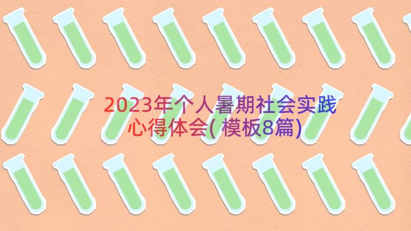 2023年个人暑期社会实践心得体会(模板8篇)