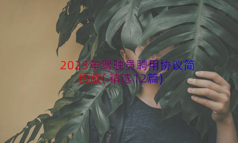 2023年驾驶员聘用协议简约版(精选12篇)