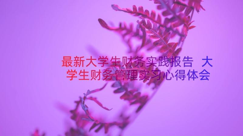 最新大学生财务实践报告 大学生财务管理实习心得体会(实用8篇)