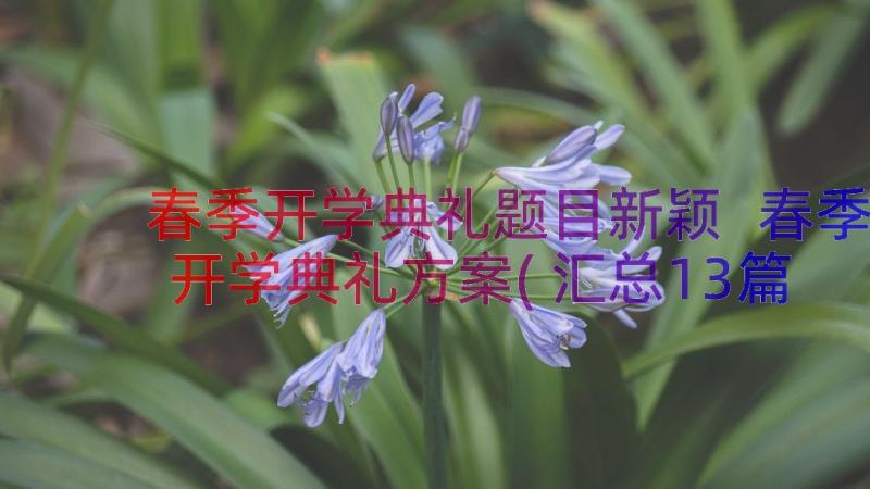 春季开学典礼题目新颖 春季开学典礼方案(汇总13篇)