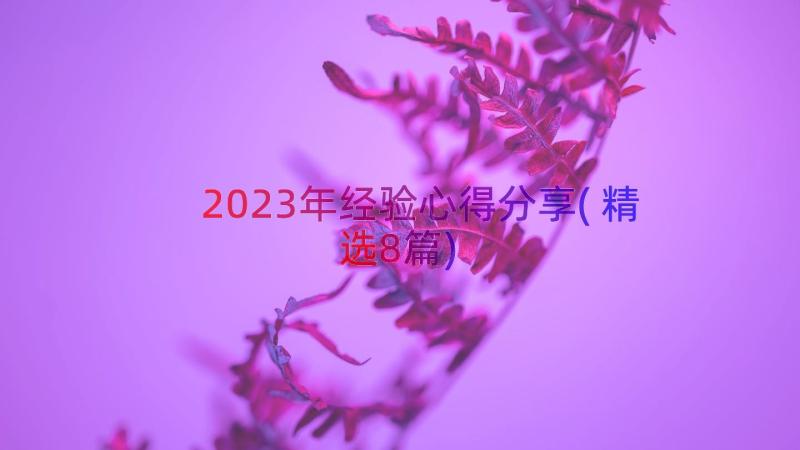 2023年经验心得分享(精选8篇)