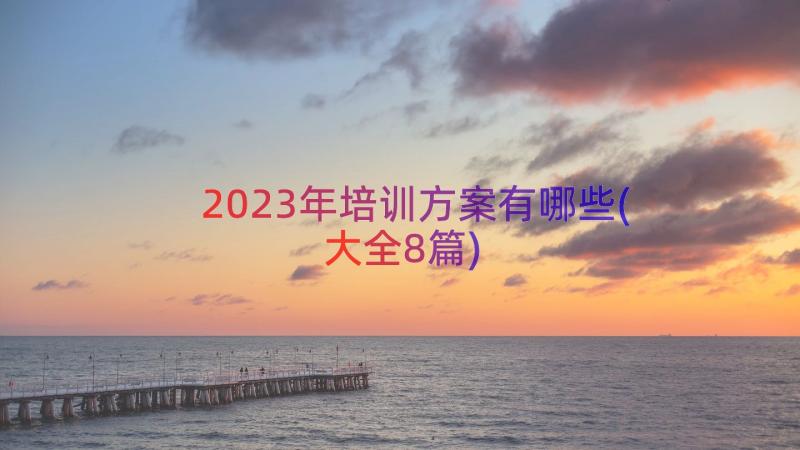 2023年培训方案有哪些(大全8篇)