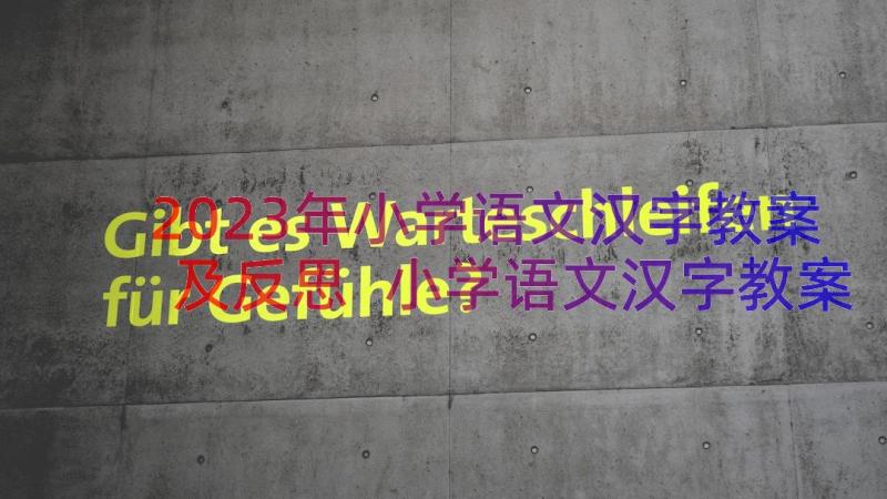 2023年小学语文汉字教案及反思 小学语文汉字教案(优质8篇)