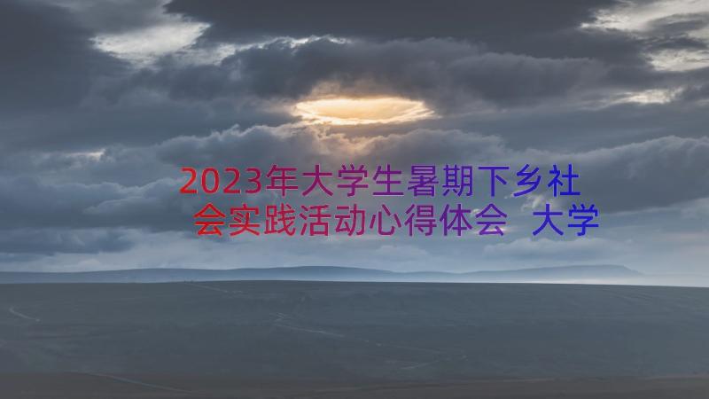 2023年大学生暑期下乡社会实践活动心得体会 大学生暑期三下乡社会实践活动心得体会(汇总11篇)