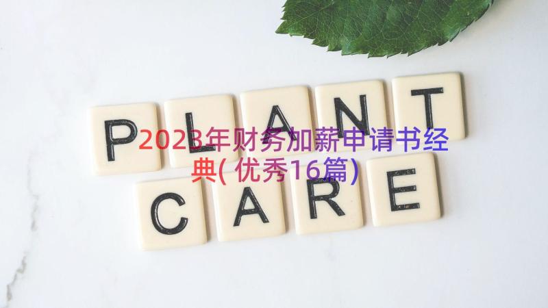 2023年财务加薪申请书经典(优秀16篇)