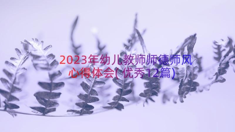 2023年幼儿教师师德师风心得体会(优秀12篇)