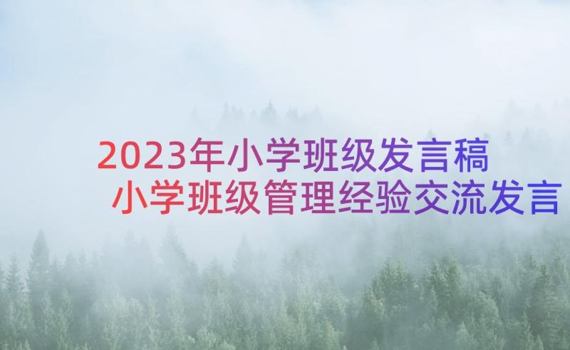 2023年小学班级发言稿 小学班级管理经验交流发言稿(精选8篇)