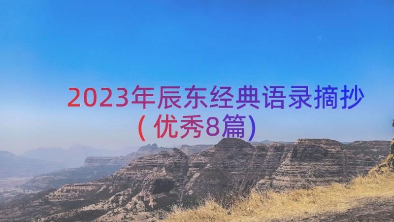 2023年辰东经典语录摘抄(优秀8篇)