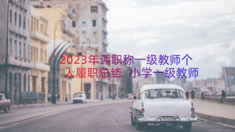 2023年评职称一级教师个人履职总结 小学一级教师履职工作总结(大全8篇)