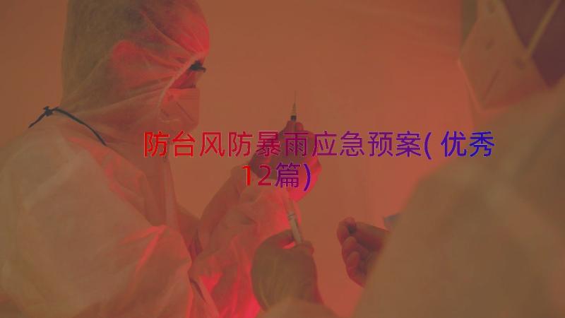 防台风防暴雨应急预案(优秀12篇)