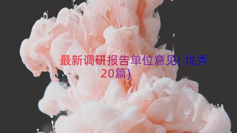 最新调研报告单位意见(优秀20篇)