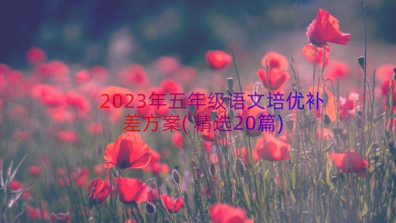 2023年五年级语文培优补差方案(精选20篇)