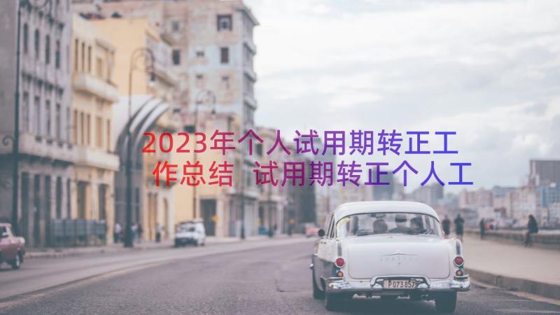 2023年个人试用期转正工作总结 试用期转正个人工作总结(优秀18篇)