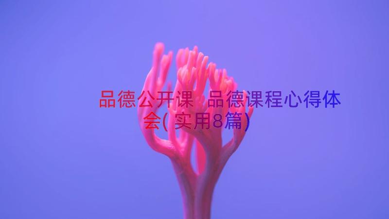 品德公开课 品德课程心得体会(实用8篇)