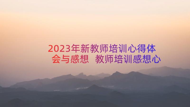 2023年新教师培训心得体会与感想 教师培训感想心得体会(大全8篇)