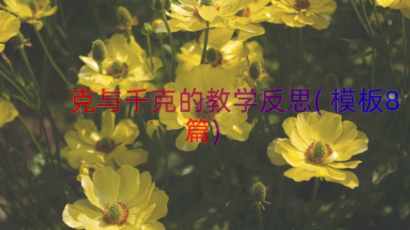 克与千克的教学反思(模板8篇)