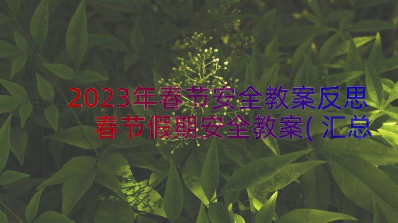 2023年春节安全教案反思 春节假期安全教案(汇总11篇)