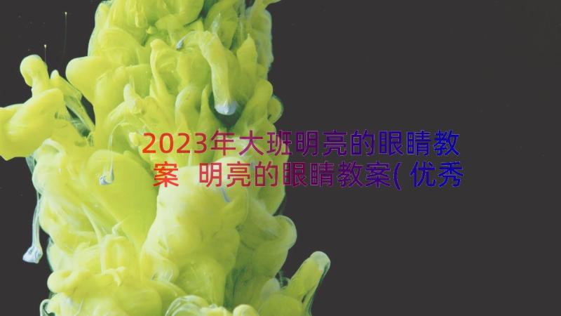 2023年大班明亮的眼睛教案 明亮的眼睛教案(优秀10篇)