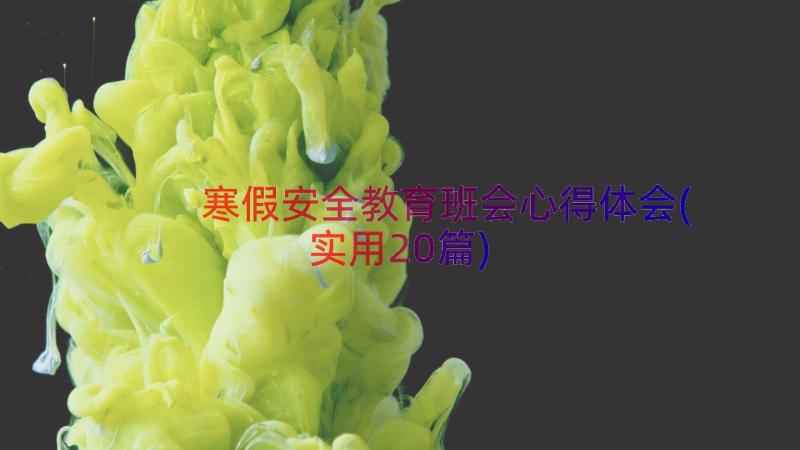 寒假安全教育班会心得体会(实用20篇)