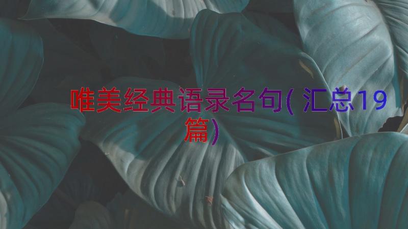 唯美经典语录名句(汇总19篇)