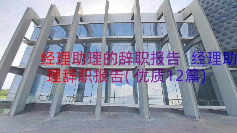 经理助理的辞职报告 经理助理辞职报告(优质12篇)