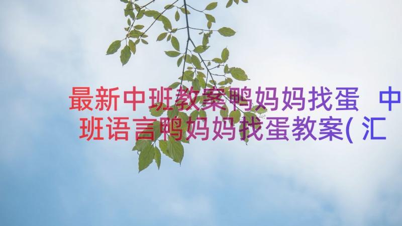 最新中班教案鸭妈妈找蛋 中班语言鸭妈妈找蛋教案(汇总8篇)