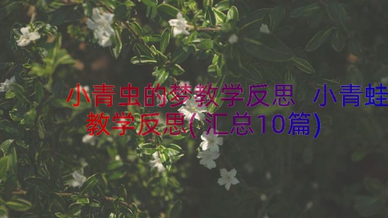 小青虫的梦教学反思 小青蛙教学反思(汇总10篇)