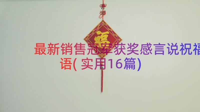 最新销售冠军获奖感言说祝福语(实用16篇)