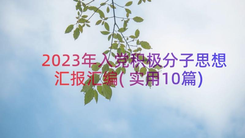 2023年入党积极分子思想汇报汇编(实用10篇)