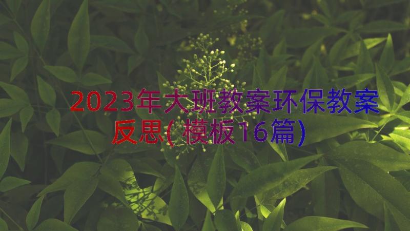 2023年大班教案环保教案反思(模板16篇)