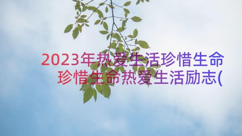 2023年热爱生活珍惜生命 珍惜生命热爱生活励志(通用8篇)