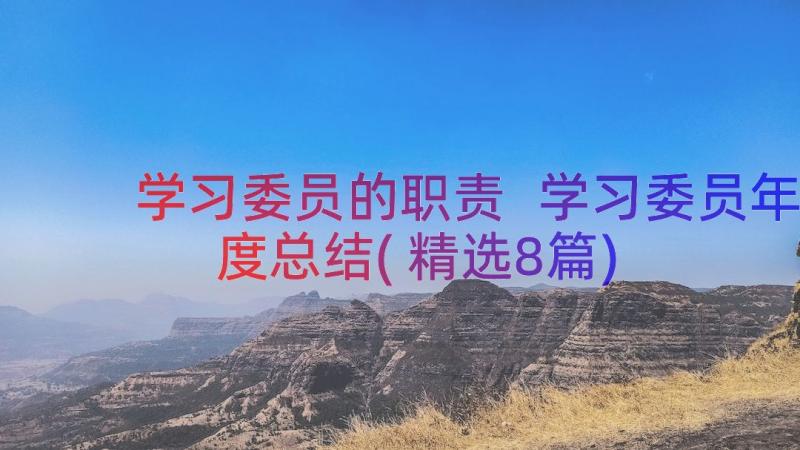 学习委员的职责 学习委员年度总结(精选8篇)