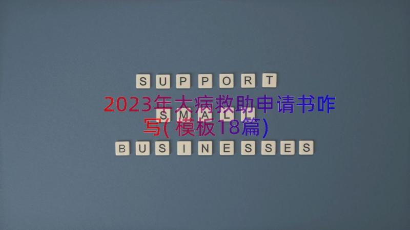 2023年大病救助申请书咋写(模板18篇)