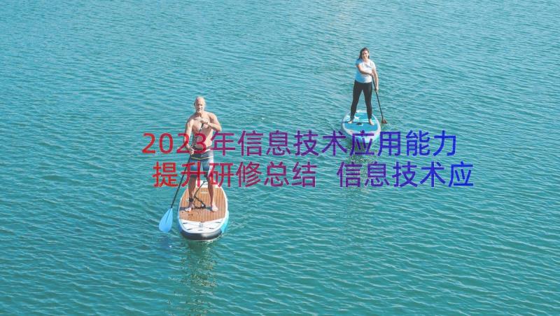 2023年信息技术应用能力提升研修总结 信息技术应用提升研修学习总结(优秀13篇)