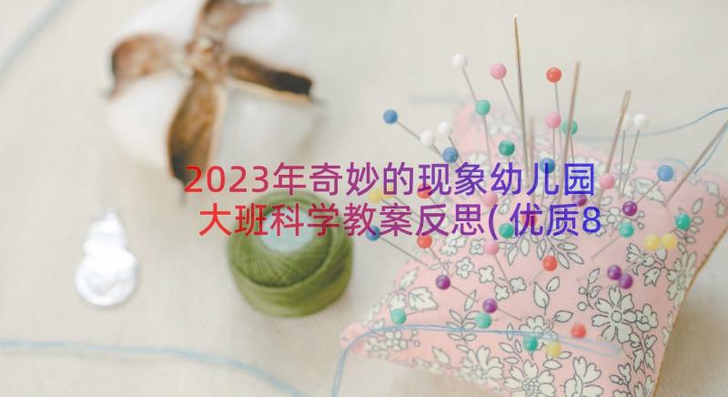 2023年奇妙的现象幼儿园大班科学教案反思(优质8篇)