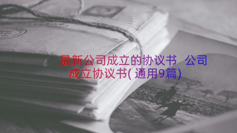 最新公司成立的协议书 公司成立协议书(通用9篇)