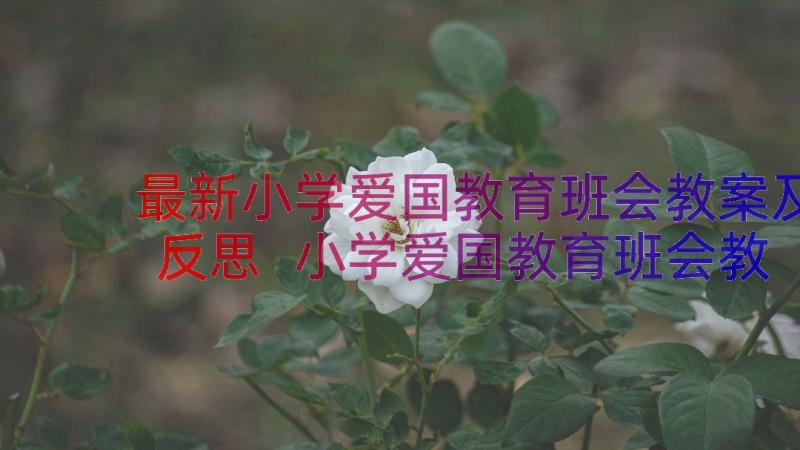 最新小学爱国教育班会教案及反思 小学爱国教育班会教案(汇总18篇)