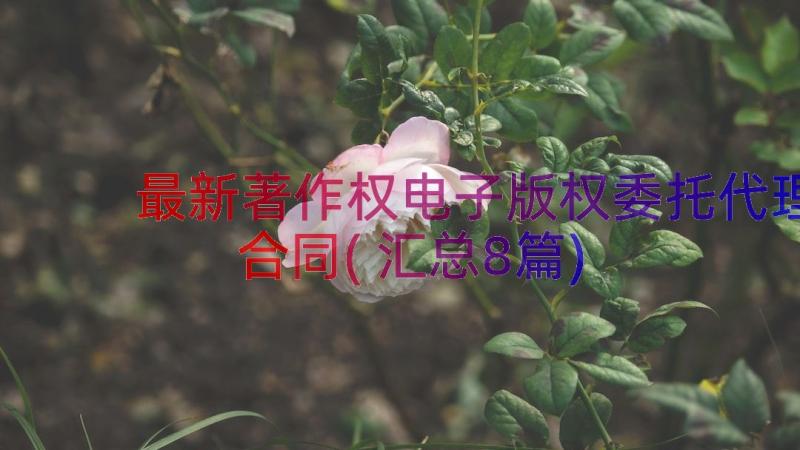 最新著作权电子版权委托代理合同(汇总8篇)