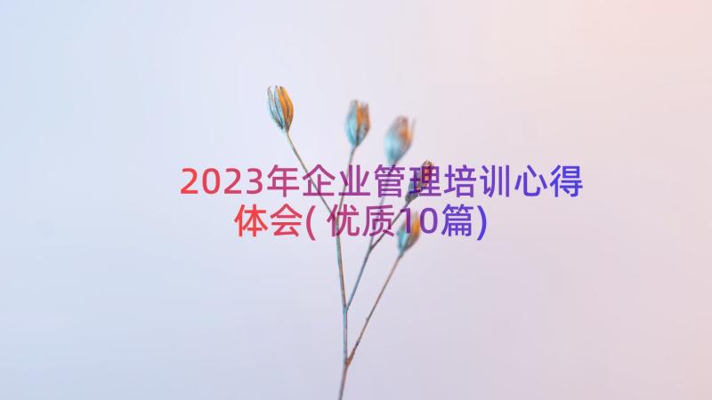 2023年企业管理培训心得体会(优质10篇)