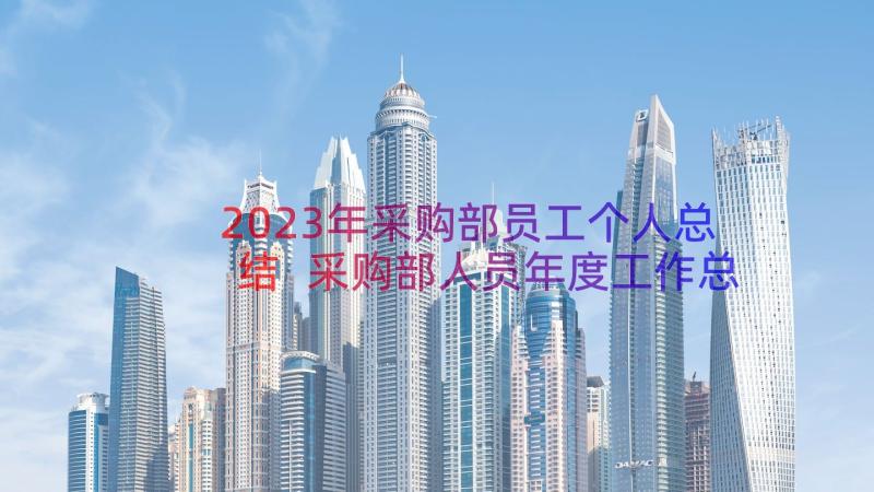 2023年采购部员工个人总结 采购部人员年度工作总结(汇总8篇)