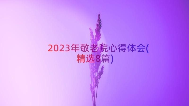 2023年敬老院心得体会(精选8篇)