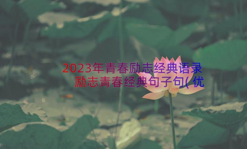 2023年青春励志经典语录 励志青春经典句子句(优秀8篇)