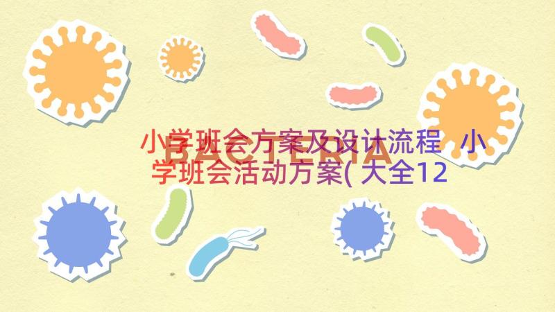 小学班会方案及设计流程 小学班会活动方案(大全12篇)