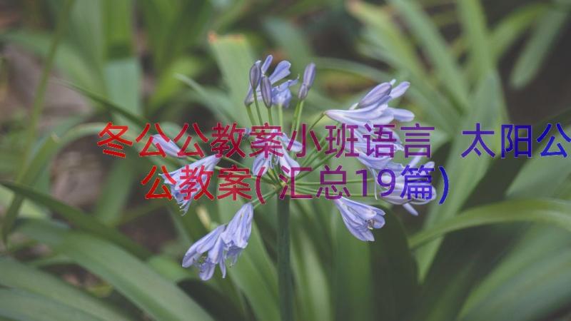 冬公公教案小班语言 太阳公公教案(汇总19篇)