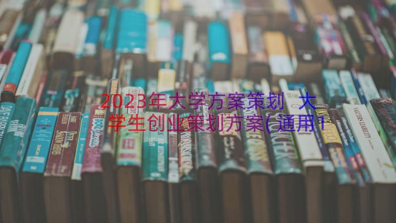 2023年大学方案策划 大学生创业策划方案(通用10篇)