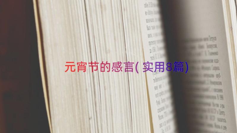 元宵节的感言(实用8篇)