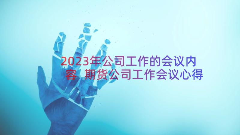 2023年公司工作的会议内容 期货公司工作会议心得体会(优质16篇)