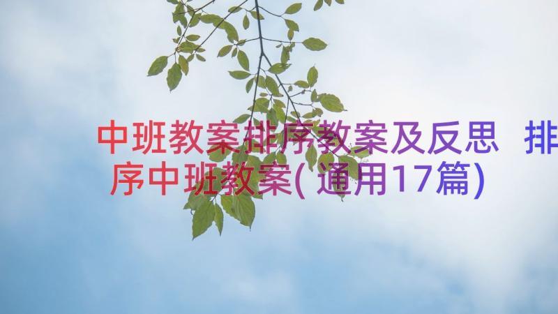 中班教案排序教案及反思 排序中班教案(通用17篇)